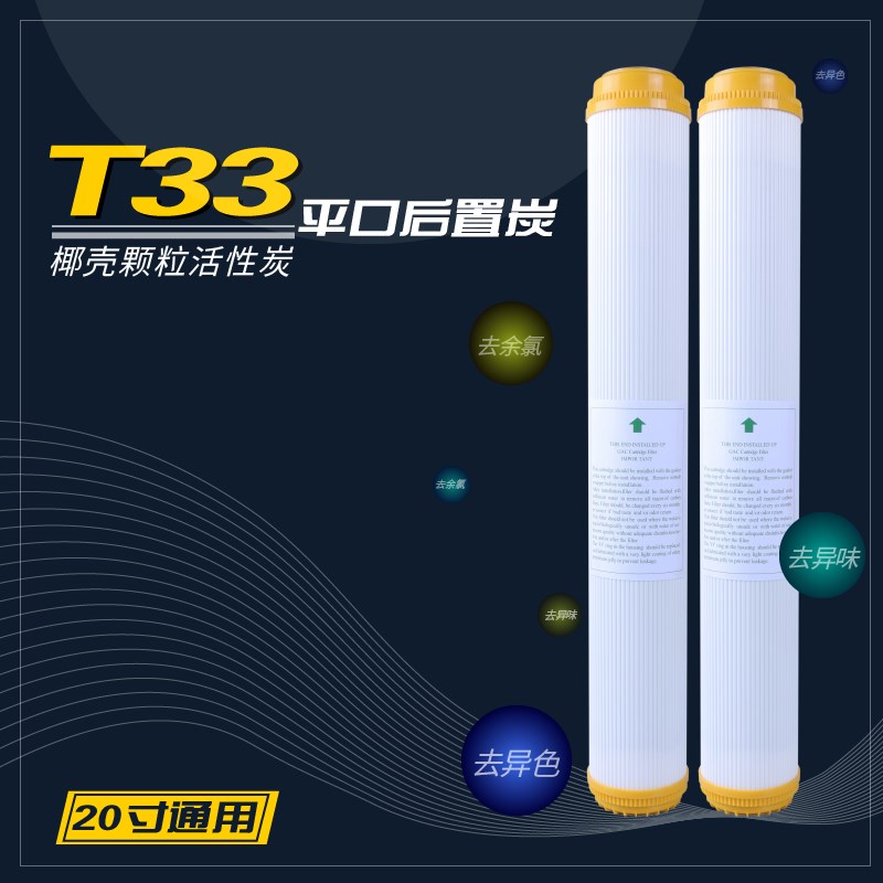 20寸净水器滤芯平口椰壳大T33后置活性炭商用社区大型饮水机通用