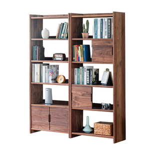 梦天然北美黑胡桃木实木书架书柜隔断柜多宝阁原木落地全实木儿童