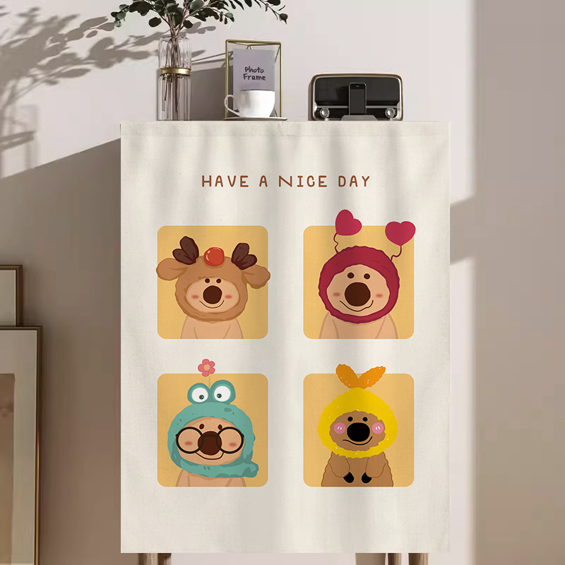 橱柜帘子遮挡杂物柜子防尘门帘厨房免打孔遮丑拉帘鞋架滑轨式布帘