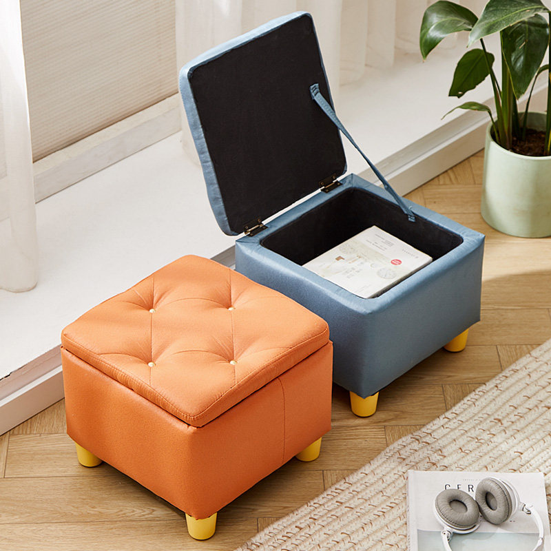 收纳换鞋凳科技布沙发脚凳储物凳小板凳J客厅茶几方凳子家用凳矮