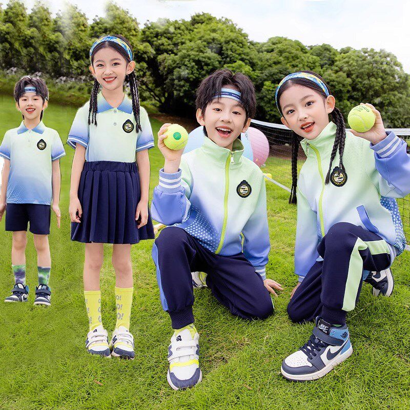 2025新中小学生校服时尚学院A风渐变色棒球服春夏幼儿园服儿童班