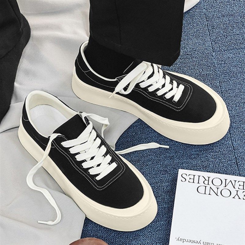 板鞋男鞋夏季透气时尚简约青年百搭厚底小众高P级感帆布休闲鞋男,流行男鞋,休闲板鞋,淘宝优惠券,粉丝福利购,淘宝优惠卷