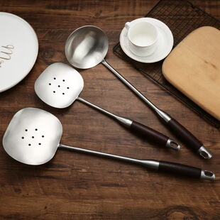 加厚不锈钢木柄手抓饭铲加长新疆羊肉饭铲炒菜铲锅铲漏铲汤勺