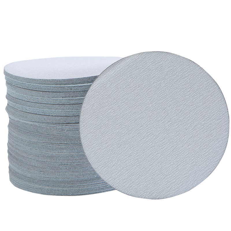 定制7寸植绒干磨砂纸圆盘自粘白砂皮家具金属墙壁打磨抛光砂纸片