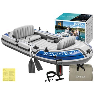 INTEX68325 加厚充气船漂流者五人钓鱼船加宽橡皮艇皮筏艇PVC