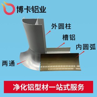 净化铝型材无尘车间铝合金配件阴角踢脚线洁净板电泳内圆弧铝型材