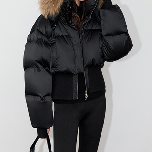 京都落雪！90白鸭绒短款秋冬设计感复古时尚毛领羽绒服外套女短款