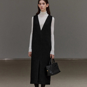 芮家同款 连衣裙女秋冬季 前后两穿羊毛背心裙A字无袖 2025年新款