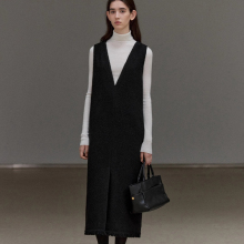 芮家同款前后两穿羊毛背心裙A字无袖2025年新款连衣裙女秋冬季