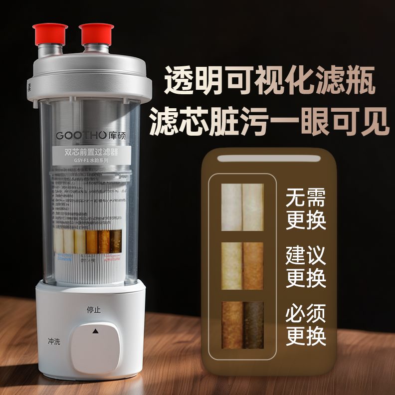 【热销】GOOTHO库硕双芯大白瓶前置过滤器全屋中央净水家用自来水