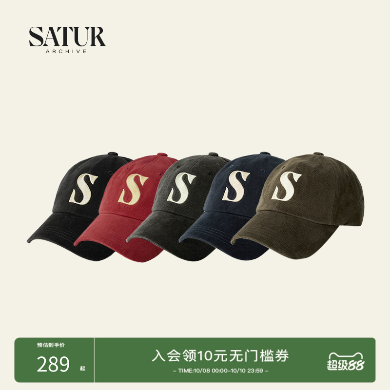 SATUR秋季新品复古时尚纯棉简约百搭经典字母刺绣棒球帽透气休闲