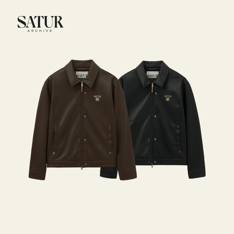 SATUR ARCHIVE2025年秋冬休闲宽松版型仿皮领夹克