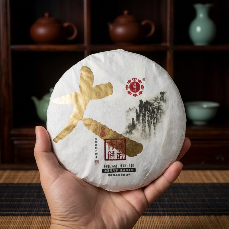 14年大国韵青饼布朗山古树357克生茶(顶配系列 )