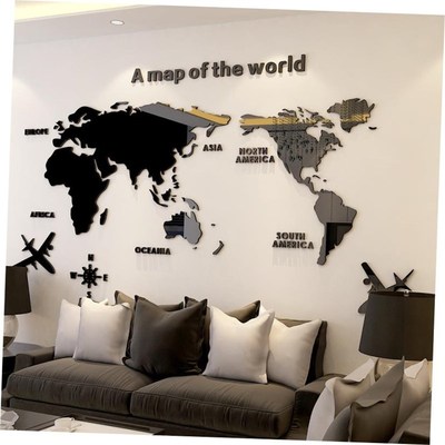 world acrylic crystal 3d map room bedroom Pwall stier liv