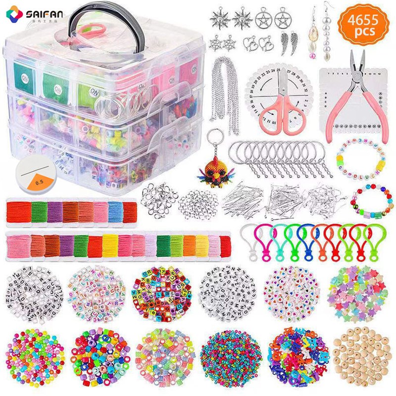 Children's lletter braceletdiy饰品材料穿珠三层套装手串配饰珠