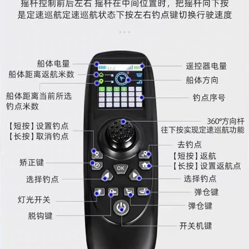 麦诺威打窝船遥控器打窝船配件V12打窝船遥控器RS遥控器图片