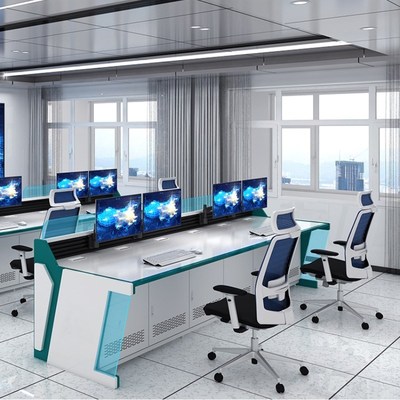 科技感烤漆多媒体数字智慧中心调度操作台弧形中控室应急指挥台