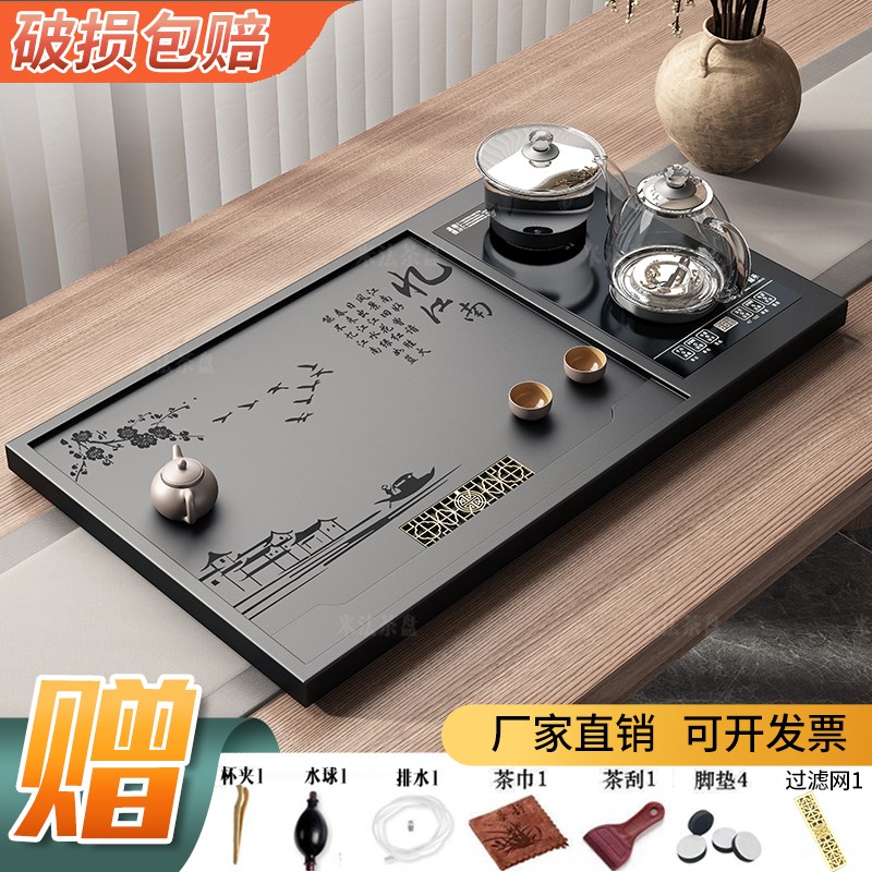 整块合成乌金石茶盘全自动上水一体电器功夫茶具套装石材家用茶海