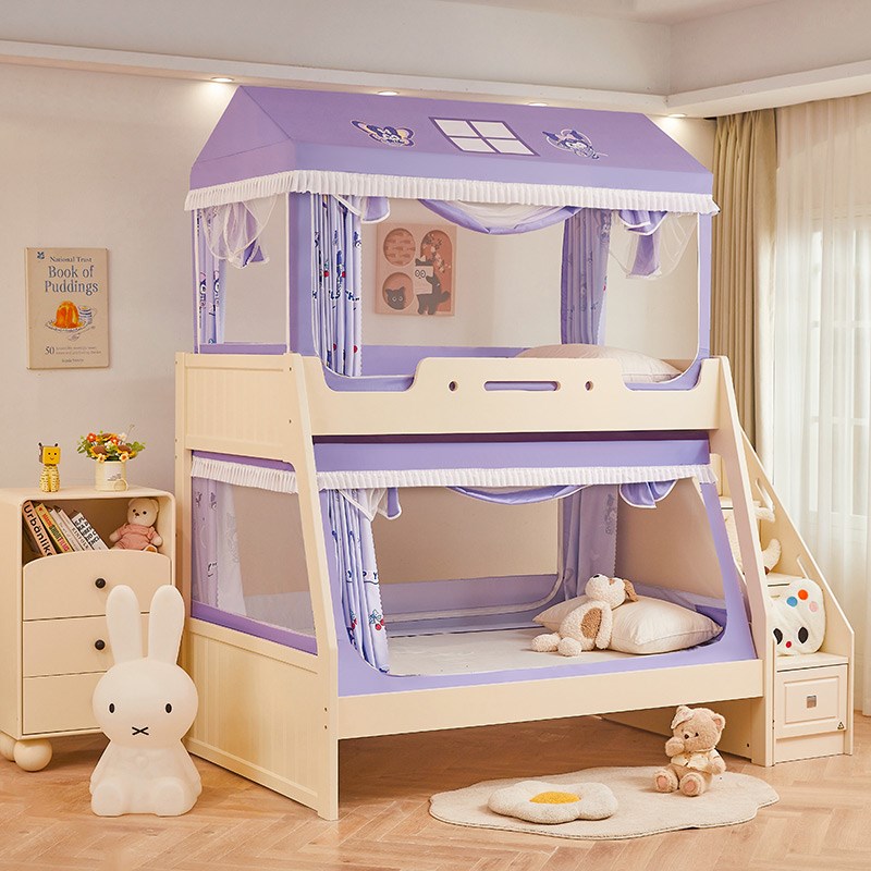 库洛米 上下铺子母蚊帐实木上下床2025新款遮光帘上下铺子母蚊帐