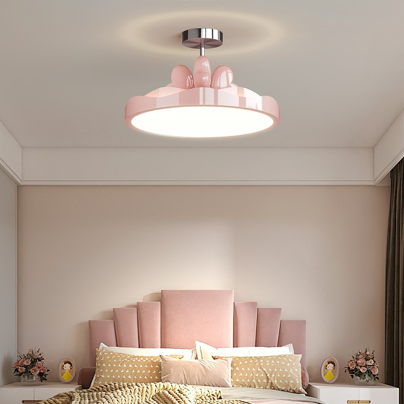 奶油风儿童房吊灯女孩爱心现代简约卧室书房护眼灯全光谱吸顶灯具
