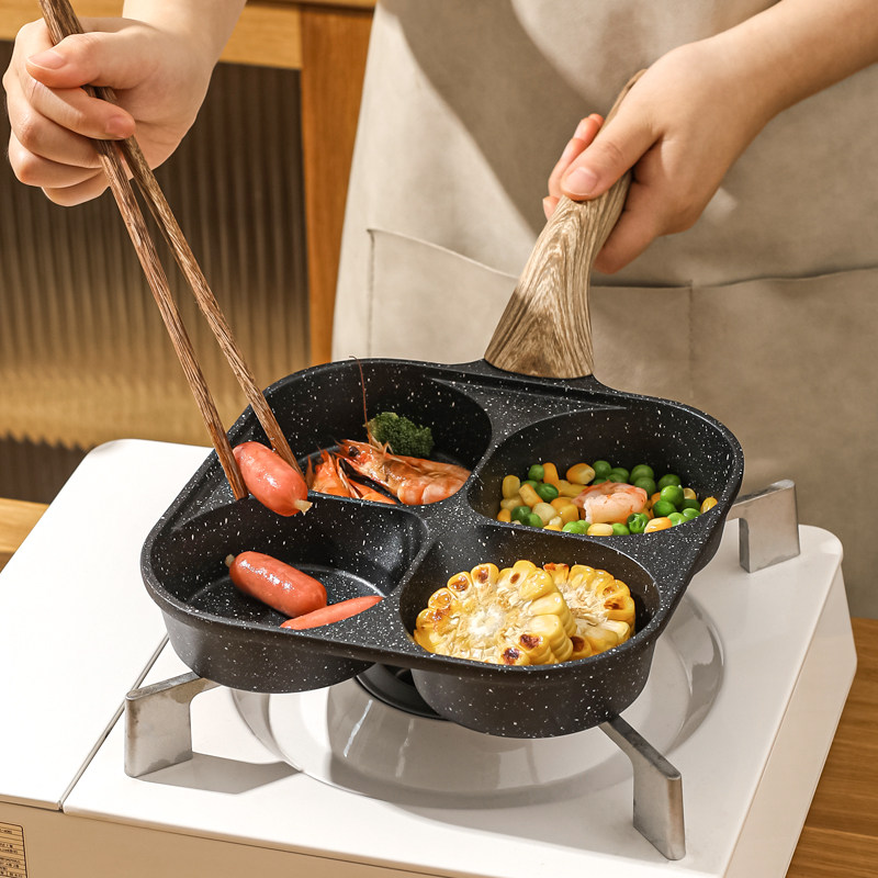 川岛屋早餐煎蛋锅家用煎蛋神器不沾锅四孔小煎锅煎饼锅鸡蛋汉堡锅