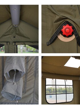 浩宇充气帐篷一件起批 绿色TC棉布8+8户外防雨遮阳布露营充气帐篷