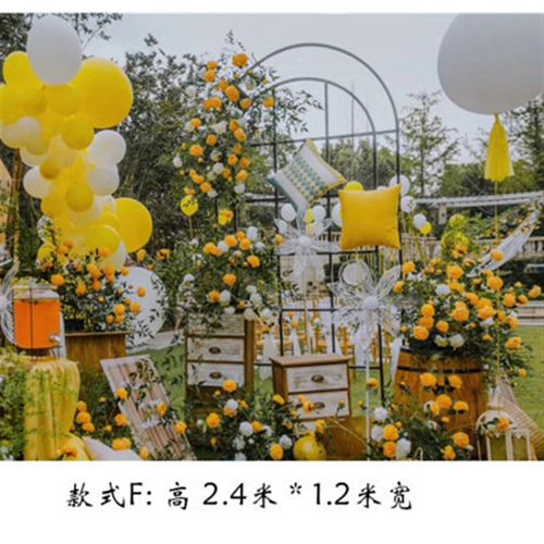 新款婚庆铁艺道具婚礼场景布置森系摆件黑色屏风拱门背景架子