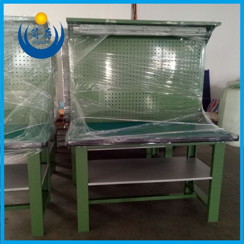 重型双层防静电工作台 C型钢桌腿操作台办公维修桌工具挂板工作桌