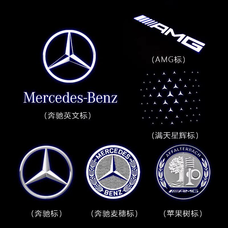 奔驰车门迎宾灯适用C级/GLC/E级/GLB/GLS/S级/GL车门灯氛围灯改装