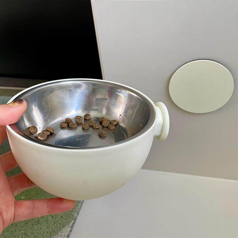 磁吸猫碗上墙悬空悬浮猫碗悬挂宠物碗吸盘水碗狗喝水碗贴墙不锈钢