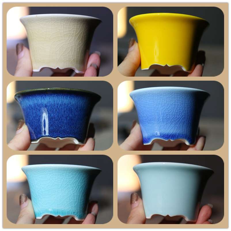 紫砂花盆小斗盆微型陶瓷盆景盆豆盆特小高温釉开片迷你掌上盆栽