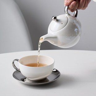 轻奢家用简约英式 米立风物陶瓷茶具套装 下午茶一壶一杯泡茶壶
