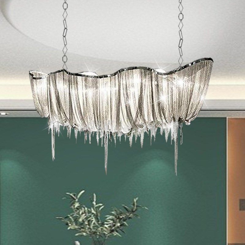 设计师轻奢流苏吊灯酒店大厅前台吧台别墅客厅复式现代创意式吊灯,家装灯饰光源,客厅吊灯,淘宝优惠券,粉丝福利购,淘宝优惠卷