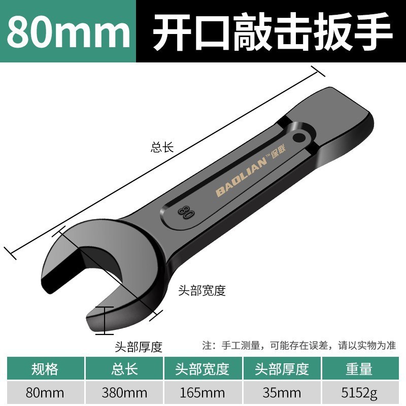 保联梅花扳手重型敲击扳手直柄汽修单头开口24/30/32/36/41/46/50