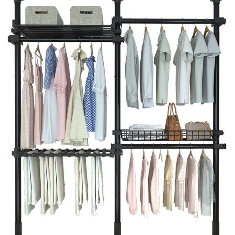 顶天立地衣柜晾衣架置物架置衣架挂衣架落地室内卧室家用伸缩杆子