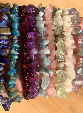 Natural Crystal mGemstone Irregular Energy Stone Bracelet Be