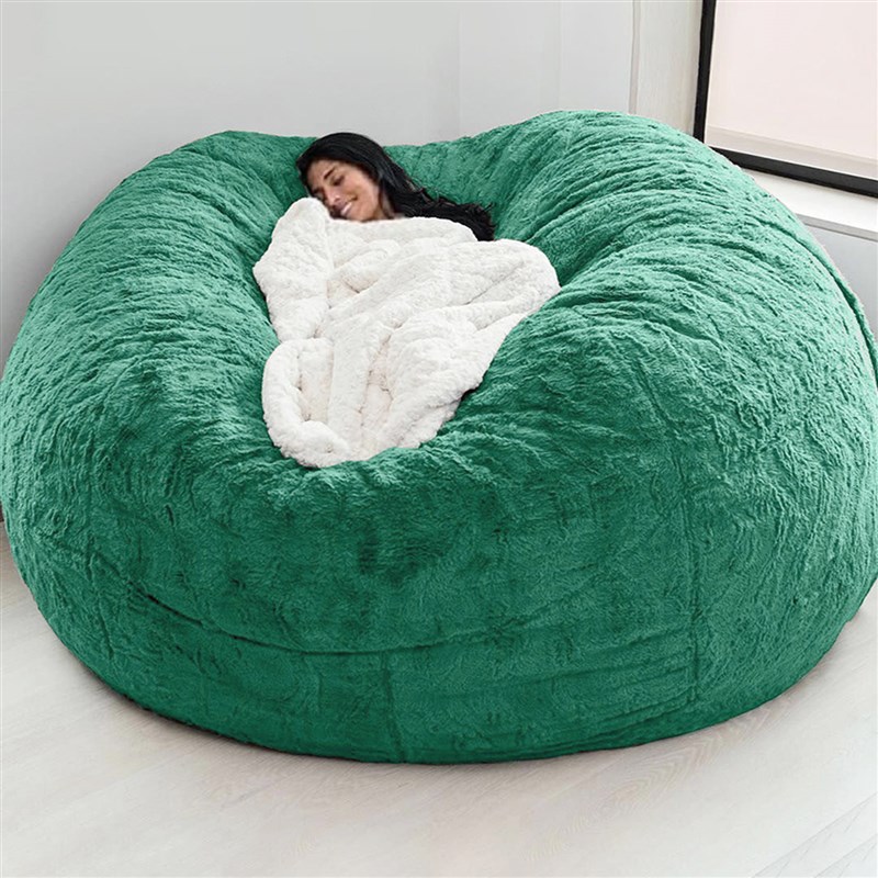 No Stuffed Gray Bean Bag Chair Giant BeanMbag Pouf Sofa Bed