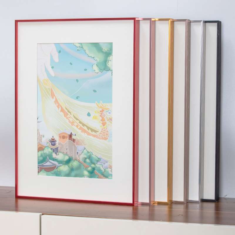 简约窄边铝合金相框挂墙a3画框装裱8k4开A2海报外框 拼图框架