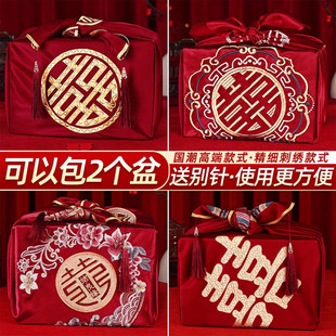 结婚包袱皮陪嫁红包袱红布新娘嫁妆喜盆包裹布婚庆用品大全喜包袱