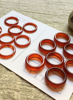 鸿运当头 天然红玉髓戒指尾戒 玛瑙玉石男女款本命年转运红色指环