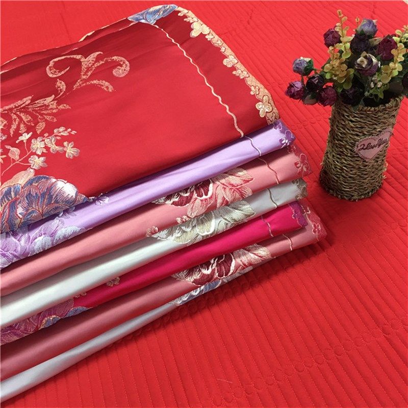 欧式大红色结婚枕套中国风贡缎提花枕头套一对装48*74