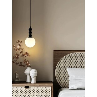 法式中古卧室床头吊灯复古侘寂风美式餐厅吧台护眼玻璃简约吊线灯