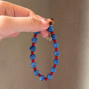 绿色Ni江夏中国风红蓝对比蓝玉心手链,新的中国风,可访问的豪华,