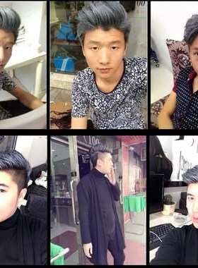 奶奶灰发蜡骷髅头一次性染色发泥男士定型白色灰色彩色造型染发膏