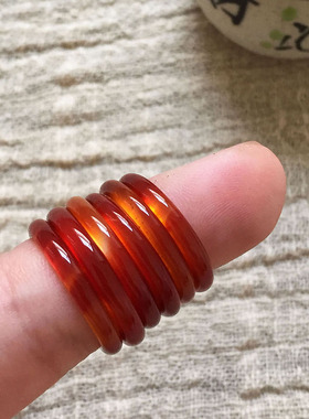 天然红玉髓玛瑙极细戒指尾戒 饰品男女款对戒情侣指环关节食指饰