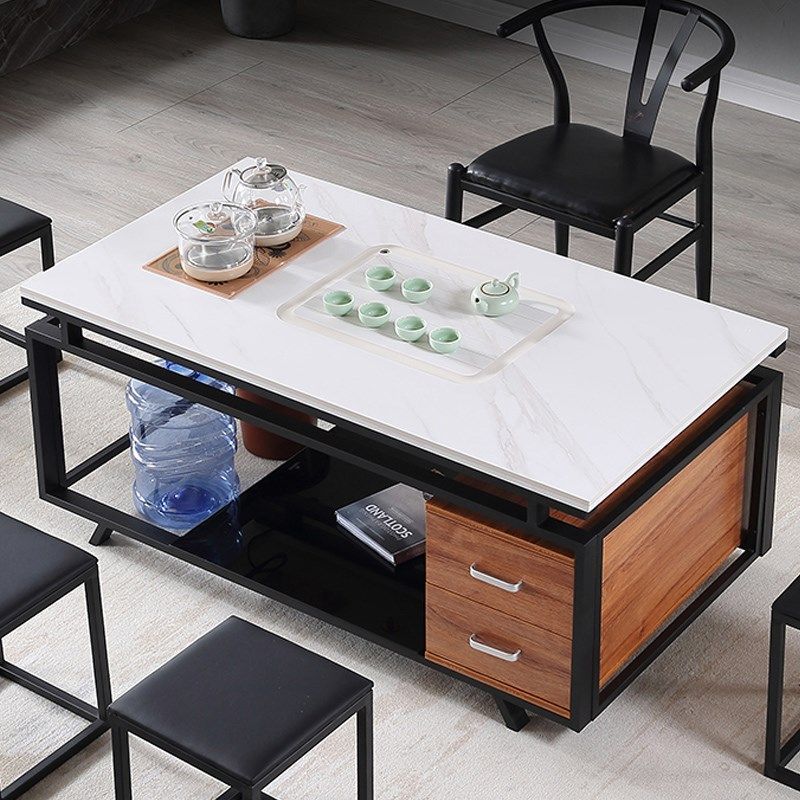 茶几办公室泡茶带电磁炉烧水壶套装一体岩板功夫茶几茶台简约现代