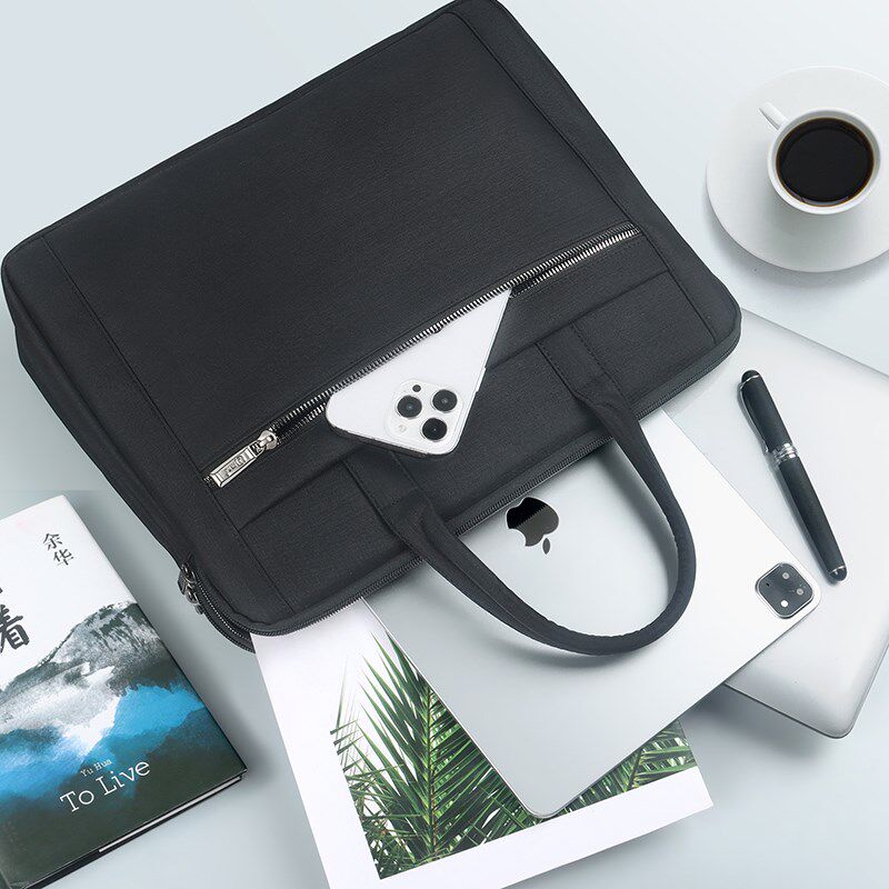 杰利手提包男商务公文包文件包手提袋电脑包商务大容量公务包帆布