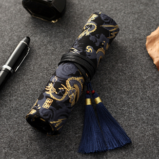 布艺钢笔收纳笔袋复古文艺卷帘笔包笔帘卷文具盒文具袋笔帘卷笔袋