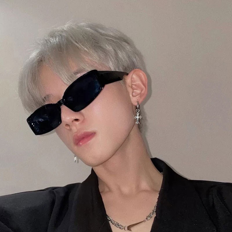 西海岸长方形墨镜男款痞帅小框嘻哈酒吧蹦迪音乐节太阳眼镜拍照女