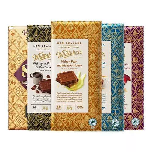 新西兰进口Whittakers惠特克纯可可脂黑巧排块巧克力100g节日送礼